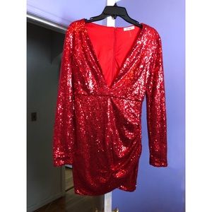 Red Sequin Mini Dress